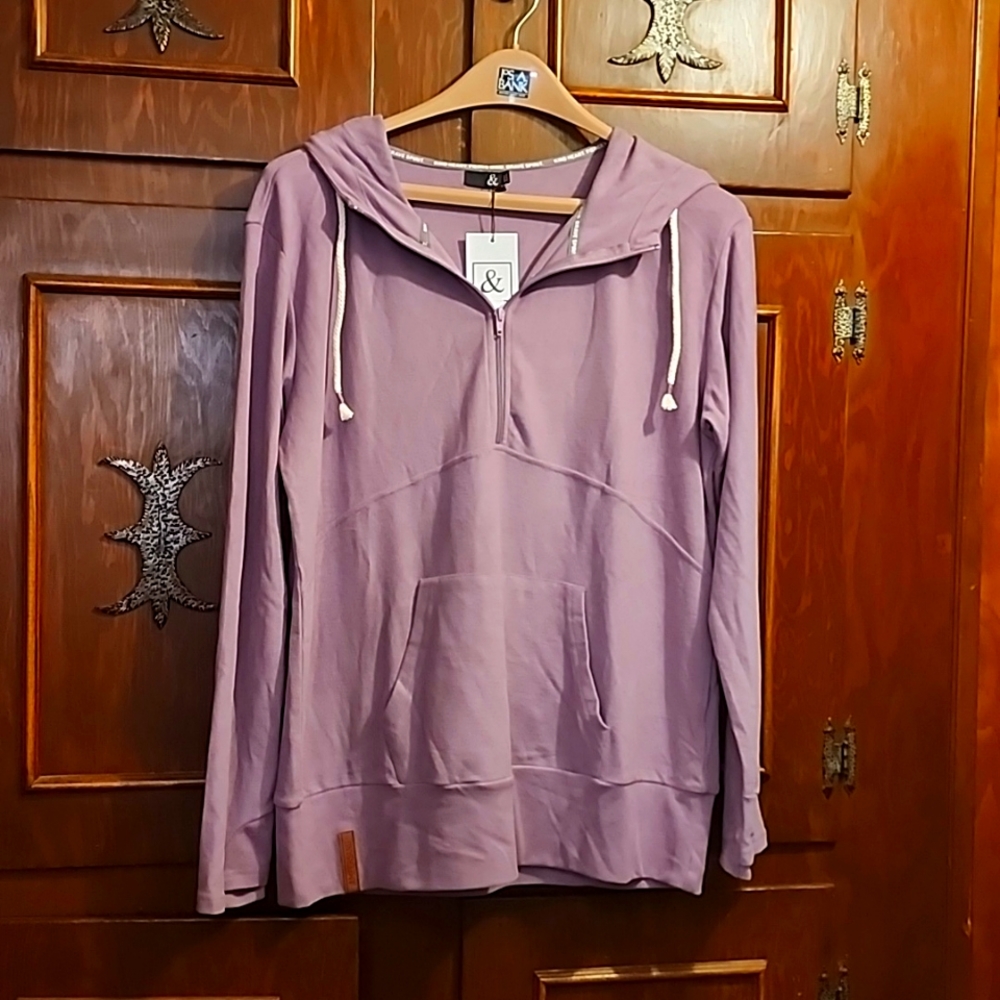 BNWT Ampersand Ave half zip hoodie sz XXXL Lavender